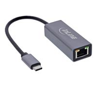 Inline USB 3.2 Network Adapter USB-C to RJ45, Gigabit LAN Adapter for Stable Connection, Plug & Play, Aluminium Housing, 33380Q