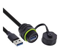 Inline USB-A Cable Coupler, IP68 Protected, Shielded, USB-A Bus to Plug, 50 cm Cable Integrated, Weatherproof USB Connection for Technology and Outdoor, 69927S
