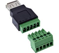 Inline USB-A Female to Terminal Block Adapter, 5 Pin, No Cable, Ideal for DIY Wiring, Solderless Connection, Compact & Robust, 92504B