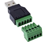 Inline USB-A Male to Terminal Block Adapter, 5 Pin, No Cable, for Connecting Open Cable Ends, Solderless and Tool-Free, 92504A