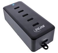 InLine USB-C PowerHub 5 Port Compact Charger Extension for USB-C Smart Power Distribution with Power Delivery, Max 100W, 31515D