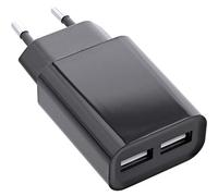 InLine® USB charger DUO, power supply 2-fold, power adapter, 100-240V to 5V/2.1A, black