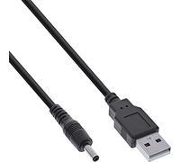 InLine USB DC Power Adapter Cable, USB A Male to DC 3.5 x 1.35 mm Barrel Plug, Black, 1 m 26806A