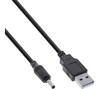 InLine® USB DC Power Adapter Cable, USB A Male to DC 3.5 x 1.35 mm Barrel Plug, Black, 3 m