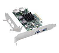 InLine USB PCIe Card, USB 3.2 Gen.1, 4-Port, 2X Internal/External | NEC/Renesas uPD720202, PCIe x4, up to 5 Gb/s per port, hot-swapping, low-profile bracket