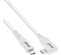 InLine USB4 Cable, 240W USB-C to USB-C Charging Cable, Single Angled, PD 3.1, 40 Gb/s, 8K@60Hz, Thunderbolt 3, for Screens, Hard Drives, Graphics Cards, Smartphones and More, 2 m, White, 35912W