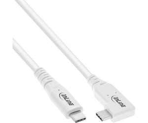 InLine USB4 Cable, 240W USB-C to USB-C Charging Cable, Single Angled, PD 3.1, 40 Gb/s, 8K@60Hz, Thunderbolt 3, for Screens, Hard Drives, Graphics Cards, Smartphones and More, 0.5 m, White, 35916W