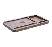 InLine® WoodCharge Organiser - Wireless Qi Charging Station Walnut Wood Desk Organiser with LED, 3 Coils, USB-C, Wireless Charger, 33392Y