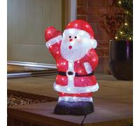InLit Large Santa Claus Ornament - Freestanding Battery Powered Light Up Illuminated Indoor Outdoor Home Garden Festive Christmas Xmas Decoration with 60 Cool White LED’s & Timer - H44 x W27 x D20cm
