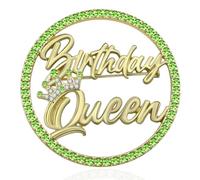 INLOLLY Birthday Queen Pin, Gold Rhinestone Birthday Girl Pin - Metal Brooch for Party Outfit Accessories, Metal, rhinestone