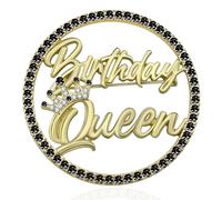 INLOLLY Birthday Queen Pin, Gold Rhinestone Birthday Girl Pin - Metal Brooch for Party Outfit Accessories, Metal, rhinestone