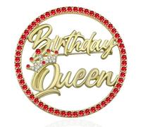 INLOLLY Birthday Queen Pin, Gold Rhinestone Birthday Girl Pin - Metal Brooch for Party Outfit Accessories, Metal, rhinestone