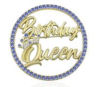INLOLLY Birthday Queen Pin, Gold Rhinestone Birthday Girl Pin - Metal Brooch for Party Outfit Accessories, Metal, rhinestone