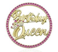 INLOLLY Birthday Queen Pin, Gold Rhinestone Birthday Girl Pin - Metal Brooch for Party Outfit Accessories, Metal, rhinestone