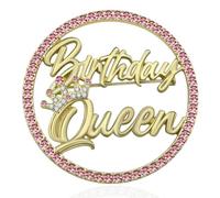 INLOLLY Birthday Queen Pin, Gold Rhinestone Birthday Girl Pin - Metal Brooch for Party Outfit Accessories, Metal, rhinestone