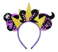 INLOLLY Halloween Ursula Ears Devil Horns Headband, Eye-Catching Crown Purple Sparkle Sequin, Hair Accessories for Costume Women Cosplay Party