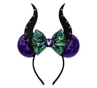 INLOLLY Halloween Ursula Ears Devil Horns headband, Eye-Catching Ursula Crown Devil Horns Purple Sparkle Sequin, Halloween Hair Accessories for Ursula Costume Women Cosplay Party
