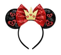 INLOLLY Halloween Ursula Ears Evil Queen Queen of Hearts headband, Eye-Catching Evil Style Purple Red Sparkle Sequin, Halloween Hair Accessories for Ursula Costume Women Cosplay Party