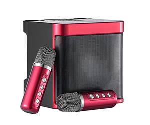 InLoveArts Karaoke Machine, 20-Watt Portable Karaoke Machine for Kids and Adults Bluetooth Speaker, 2 Wireless Microphones, PA System and Karaoke Song Mode, Red