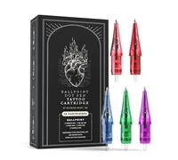 Inlumino Heart Ink Ballpoint Dot Pen Tattoo Cartridges for Practice. 10 0.5mm Cartridges - 2 Pink, 2 Red, 2 Purple, 2 Blue & 2 Green