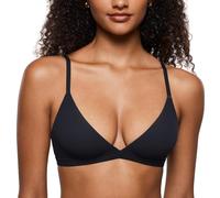 INLYRIC Women's Inbarely Triangle Bralette Plunge Unlined Seamless Bra Wireless Soft Comfort Bras Black S