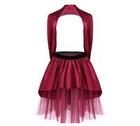 inlzdz Adult Womens The Greatest Show Wear Bearded Lady Costume Satin Wrap and Tulle Skirt Outfits Burgundy Large