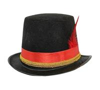inlzdz Black Magician Top Hat Felt Tuxedo Costume Topper Coachman Hat - Gentleman Dress Up Hats Type A One Size