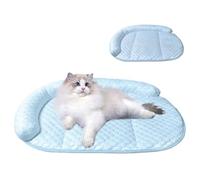 inlzdz Cat Nest Cooling Bed Round Cozy Pet Mat With Raised Edge Calming Bed For Anxious Cats Light Blue L