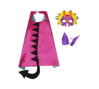 inlzdz Dinosaur Cosplay Set for Kids Dragon Capes with Tails Dino Masks Claws Dress-up Party Toys Gifts Toys Purple One Size