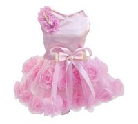 inlzdz Dog Dress For Small Dogs Girl Puppy Tutu Dress With Flowers Cat Pet Wedding Costumes For Chihuahua Hot Pink S