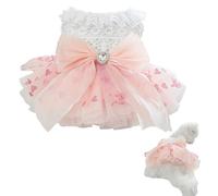inlzdz Dog Dresses For Girl Puppies Princess Tutu Skirt Cute Birthday Outfit For Chihuahua Yorkie Teacup Dogs Pink S