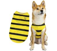 Inlzdz Dog Summer Tank Top Cute Bee Striped Mesh Vest For Medium Large Pets Golden Retriever Siberian Husky Black Yellow 4XL