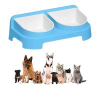 inlzdz Elevated Dog Feeder Set Double Bowls with Stand Raised Food and Water Dishes for Small Dogs Cats Chicks Ducks Blue One Size