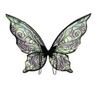 inlzdz Fairy Wings Costume Set Butterfly Wings Floral Garland And Elf Ears Wand for Dress-up Party Black One Size