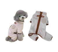 inlzdz Fleece Dog Pajamas With Turtleneck Jumpsuit For Small Dogs Chihuahua Yorkshire Winter Clothes With Zipper Back Gray L