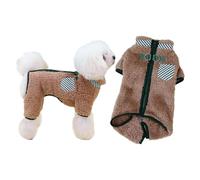 inlzdz Fleece Dog Pajamas With Turtleneck Jumpsuit For Small Dogs Chihuahua Yorkshire Winter Clothes With Zipper Back Khaki L