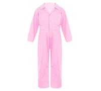 inlzdz Girls Boys Mechanic Boiler Suit Costume Long Sleeve Mechanic Coveralls Flightsuit Jumpsuit Pink 15-16 Years