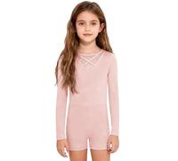 inlzdz Girls Team Basics Long Sleeve Leotards for Ballet Dance Class Gymnastics Tumbling Athletic Biketard Pink 9-10 Years