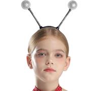 inlzdz Glitter Alien Antenna Headband Lighting Up Ball Boppers Martian Headband Costume Accessory White One Size