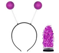 inlzdz Glitter Alien Antenna Headband Sparkly Ball Boppers Headband With Face Glitter Costume Accessory Purple One Size