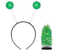 inlzdz Glitter Alien Antenna Headband Sparkly Ball Boppers Headband With Face Glitter Costume Accessory Green One Size