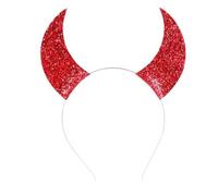 inlzdz Glitter Devil Horns Headband Anime Cosplay Props For Halloween Carnival Party Red One Size