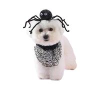 inlzdz Halloween Pet Costume Spider Hat And Bandana Set Cute Dog Cat Spiderweb Scarf And Headwear Black One Size