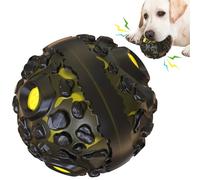 inlzdz Interactive Dog Ball With Giggle Sound Tough Squeaky Chew Toy For Aggressive Chewers Durable Rubber Ball For Dogs Yellow Black One Size
