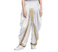 inlzdz Kids Baggy Yoga Harem Pants for Boys Satin Indian Arabian Gypsy Tribal Trouser Hippie Cosplay Bottoms White 7-8 Years