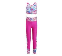 inlzdz Kids Big Girls Athletic Dance Outfits Sleeveless Racer Back Sports Bra Tanks with Legging Gym Tracksuits Activewear Zebra White 9-10 Years