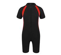 inlzdz Kids Child Boys Zip One Piece Short Sleeve Rash Guard Swimsuit Vest Anti-UV All in One Sun Protection Wetsuit Black A 15-16 Years