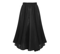 inlzdz Kids Girl Long Full Circle Ballroom Dance Skirt Flamenco Cha Cha Latin Rumba Samba Maxi Skirt Dancewear Black 7-8 Years