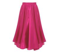 inlzdz Kids Girl Long Full Circle Ballroom Dance Skirt Flamenco Cha Cha Latin Rumba Samba Maxi Skirt Dancewear Hot Pink A 7-8 Years