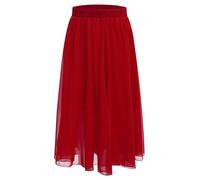 inlzdz Kids Girls Double-Layer Mesh Long Dance Skirts Ballerina Studio Practice Performing Dress Burgundy 9-10 Years